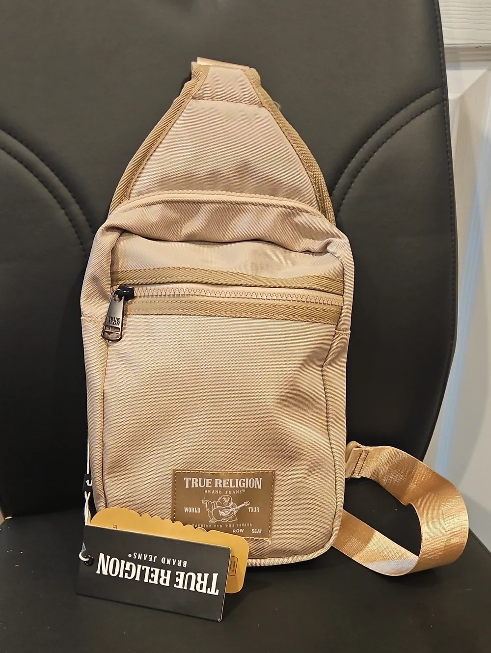 True Religion Beige/Tan Crossbody Sling Bag